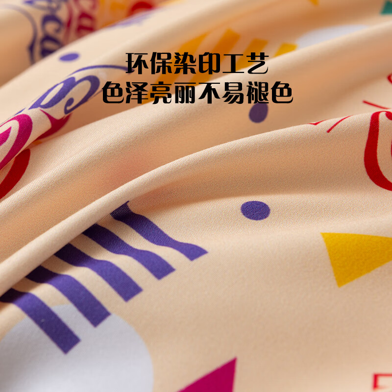 可口可乐四件套亲肤磨毛床上用品单双人宿舍床单被套套件 繁花似锦 1.5/1.8床四件套 床单款 被套200*230cm