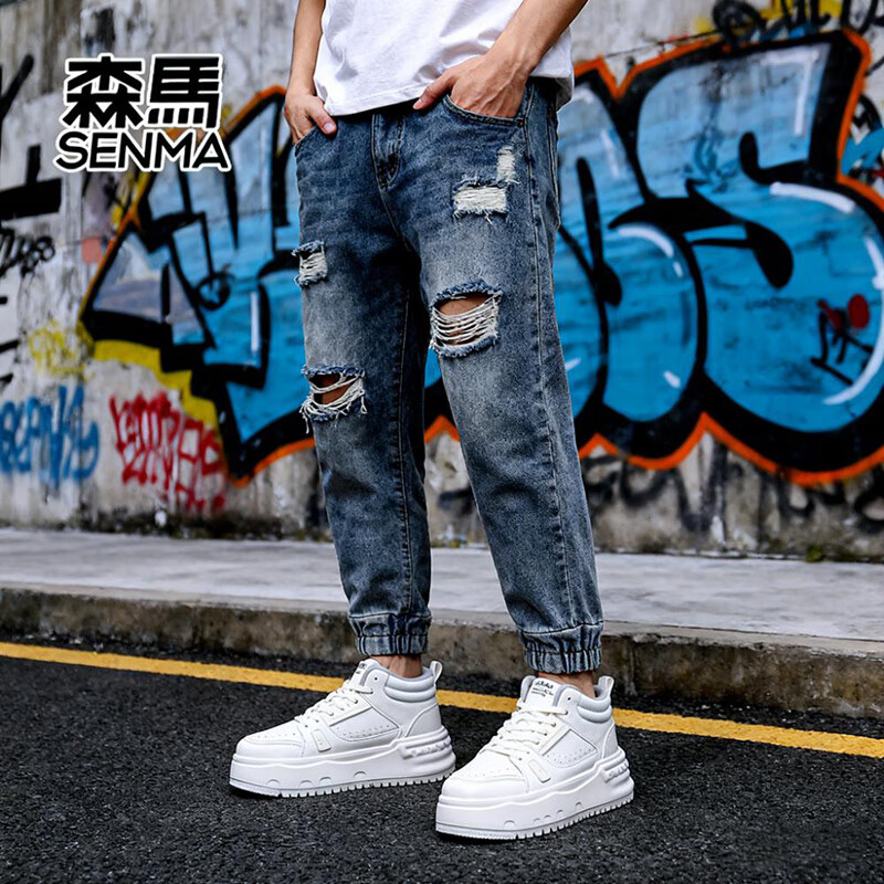 森馬男士新款高帮休闲运动鞋百搭时尚潮流款板鞋 白色【加绒】 42