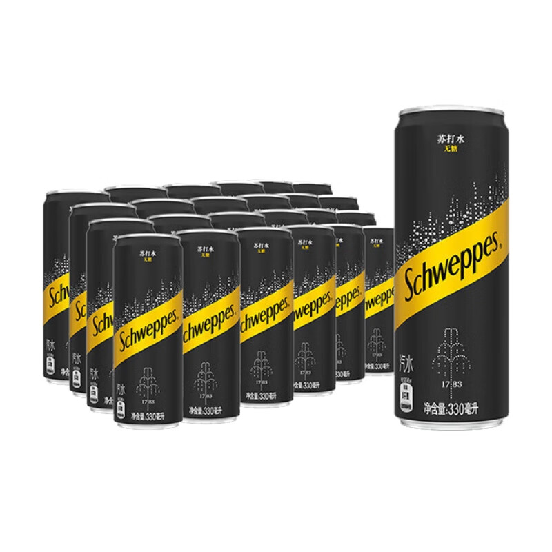 可口可乐（Coca-Cola）Schweppes怡泉原味苏打水气泡水无糖 0糖0脂 怡泉原味330ml*24罐