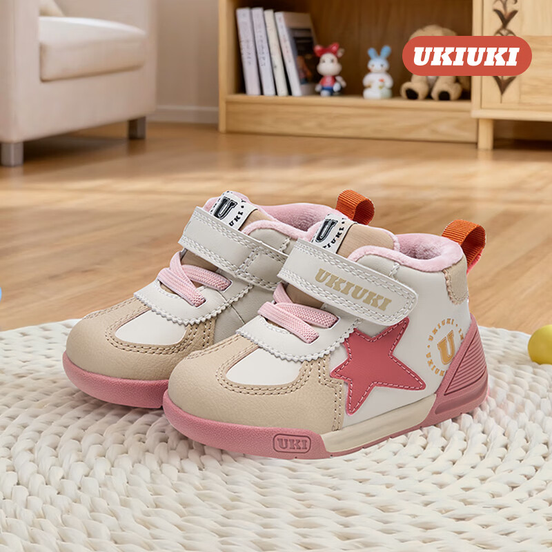 UKIUKI星星稳正鞋小童鞋婴儿一阶段学步鞋男女一岁宝宝鞋子机能鞋 米白/粉色 21 内长14.0cm 脚长约13.0-13.5cm