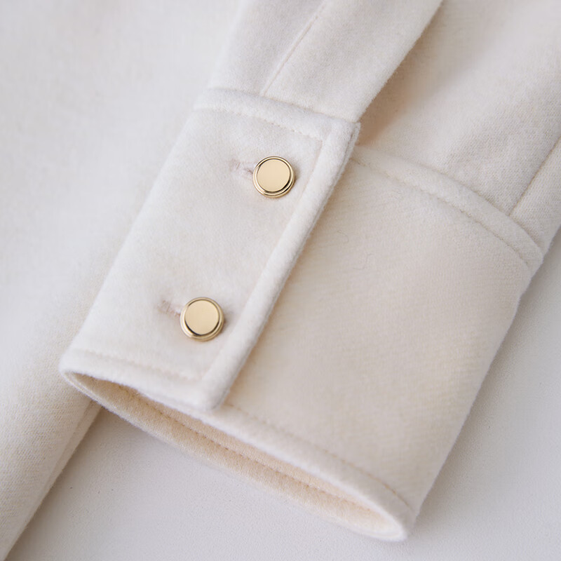 ZEZI弹力舒适羊毛衬衫时尚休闲女士衬衣磨毛保暖厚款秋冬新品通勤女装 优雅黑 L (115-125斤)