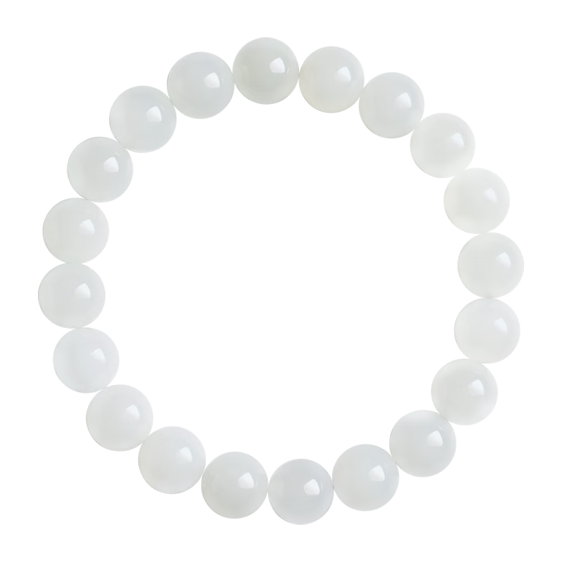 净心石 【珍藏级】10mm和田玉手串高水头白玉圆珠单圈男女款玉石手链