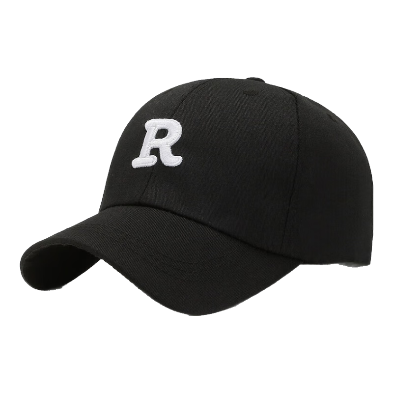 【热巴同款】加大棒球帽帽子男女大头围显脸小春夏字母百搭棒球帽 刺绣款-黑色