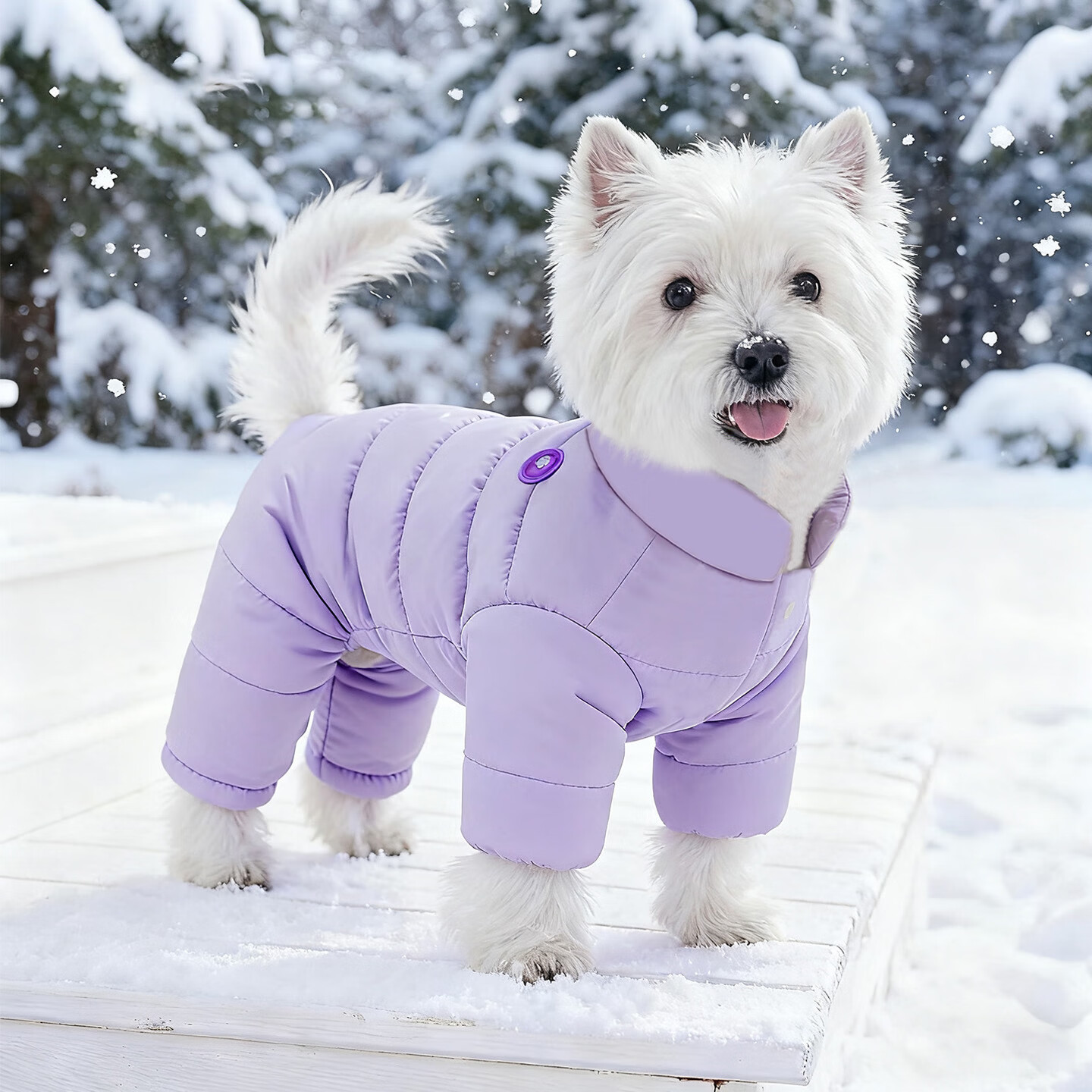 MIKI PAD狗狗衣服四脚秋冬季棉服宠物保暖狗衣服小型犬秋冬款加绒加厚棉衣 【云朵轻棉服】紫/可牵引 XL胸围47cm（按照胸围购买/参考体重8.5-12斤）