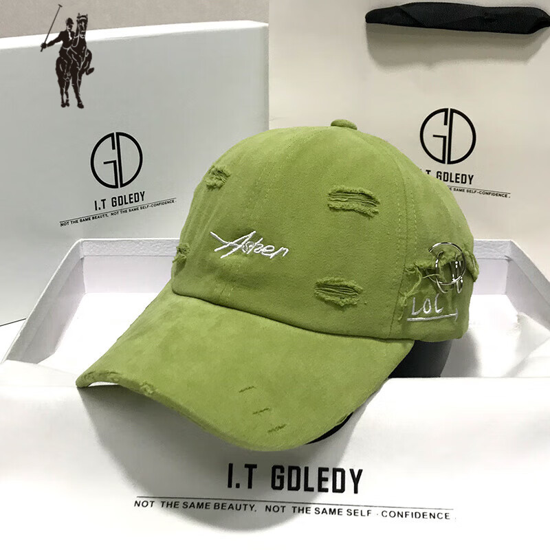 棒球帽女2025年新款韩版显脸小嘻哈字母帽子覆古男软顶鸭舌帽 浅绿色