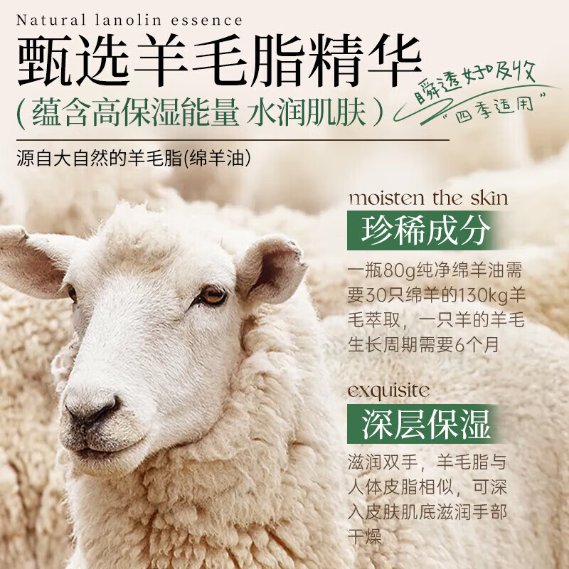 LIFUSHA绵羊油凡士林护手霜高保湿滋润肌肤补水不腻防裂改善干燥粗糙秋冬 【保湿防裂】绵羊油保湿手霜80g ×2瓶