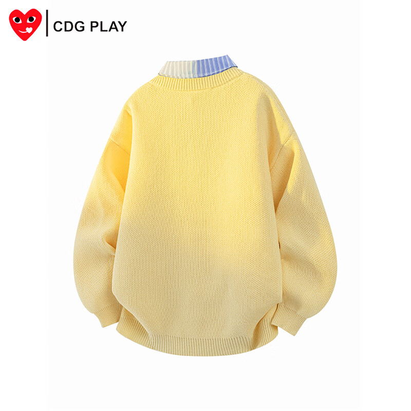CDGPLAY针织衫男秋冬潮流假两件棉质毛衫休闲商务青年保暖毛衣内搭上衣男 黄色 M
