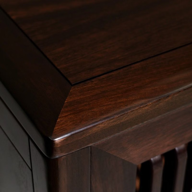 韵美嘉缘新中式乌金木实木餐边柜酒柜一体靠墙餐厅厨房碗筷收纳置物架矮柜 1.8米进口乌金木餐边柜