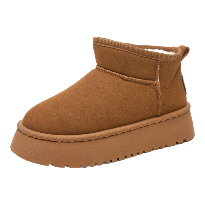 真维斯（Jeanswest）雪地靴女靴冬季加绒保暖大棉鞋子女防寒厚底东北短靴子女 卡其加绒 38