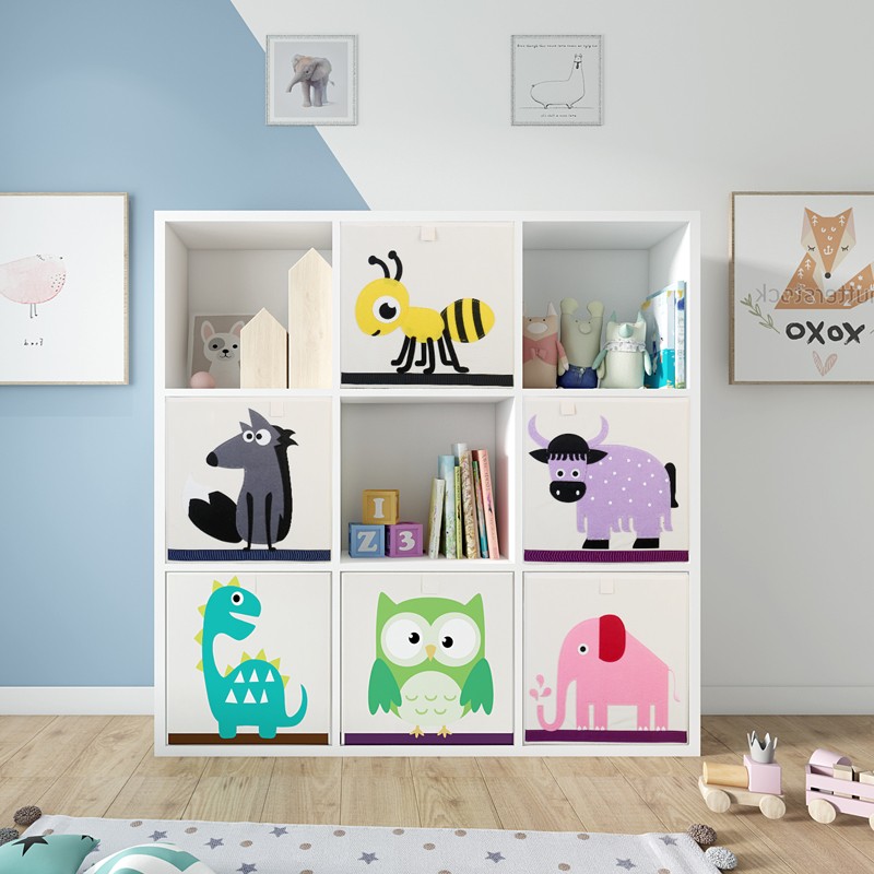 可比熊 实木书柜北欧儿童收纳柜储物柜置物柜玩具整理架自由组合格子柜 3X3实木柜(不含盒子)