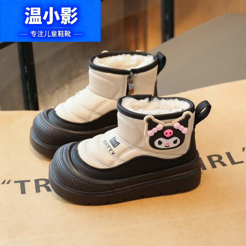 ��СӰ��HELLO YING��Ůͯ��������ѩ��ѥ2025�д�ͯƤѥ�⴩�غ��ͯ��ѥ�Ӻ���޷��� ��ɫ 34 �ڳ�Լ20.6cm