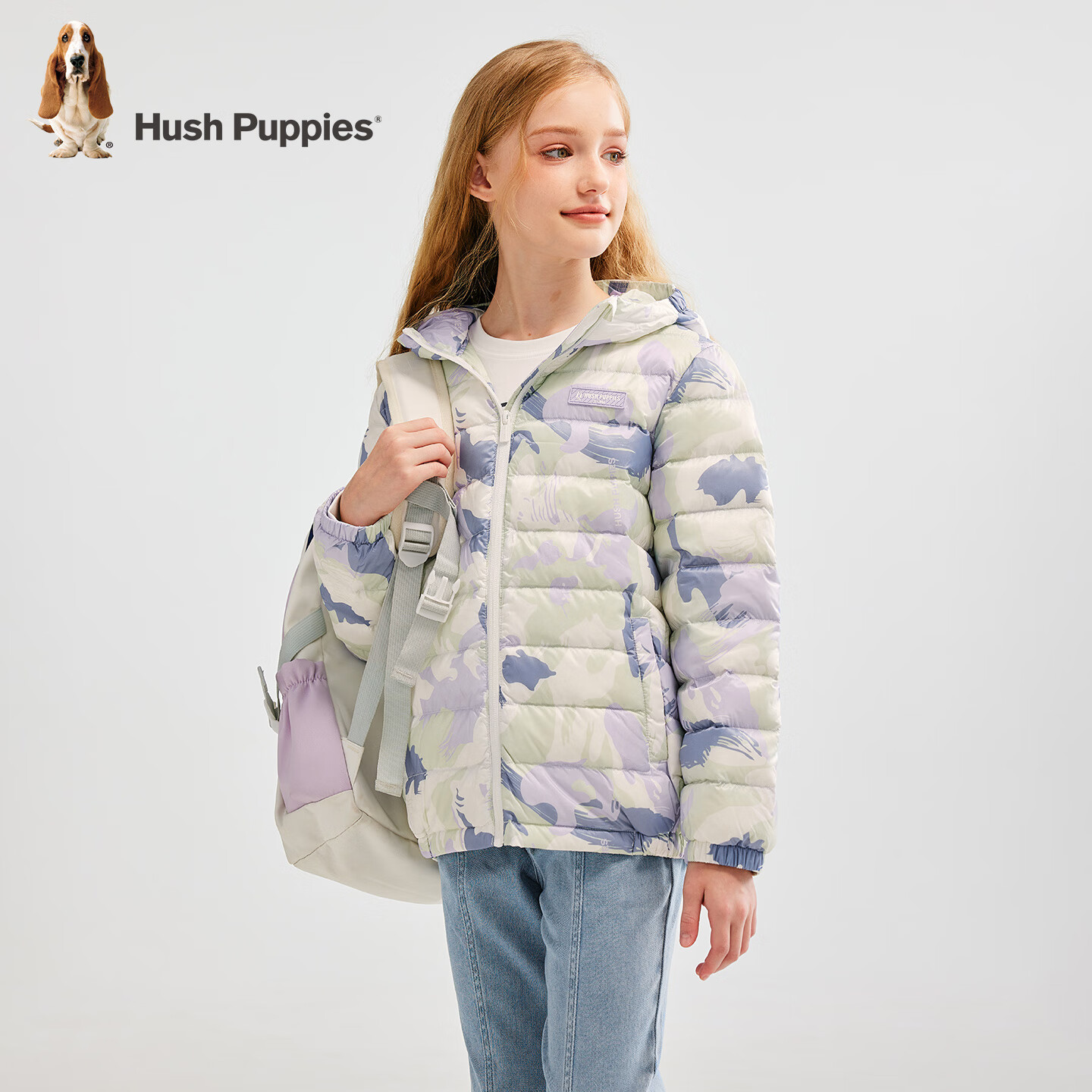 暇步士（Hush Puppies）童装儿童男女大童冬装新款厚外套舒适外套时尚潮酷保暖羽绒服 风信紫503 150 cm