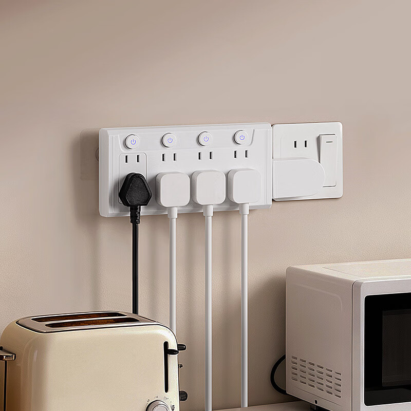 公正午无线排插多功能转换器带USB快充插排一转多位可旋转插头家用宿舍用/插线板/接线板/拖线板 【快充款】时尚白色:一转七【纯铜+防雷】
