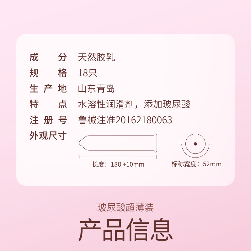 杜蕾斯（durex）玻尿酸避孕套水光薄至润四合一安全套小水库润滑水多男女情趣用品 超薄玻尿酸【18只】超薄玻尿酸18