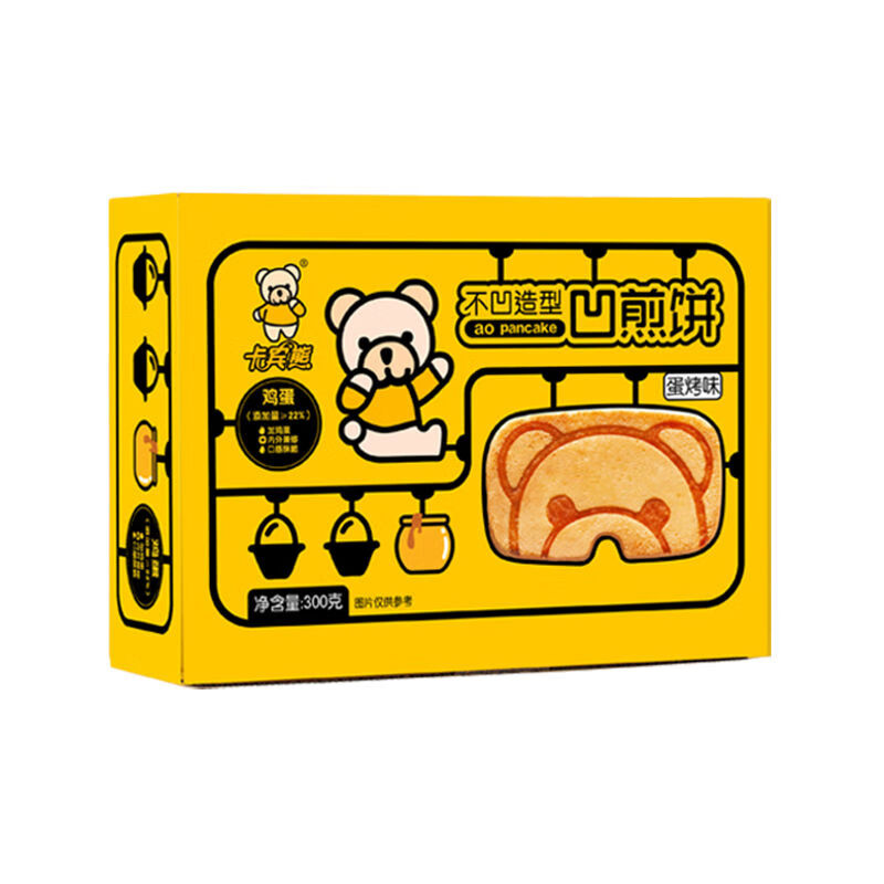卡宾熊小熊鸡蛋蜜松煎饼早餐饼干凹煎饼充饥夜宵休闲零食 300g彩盒装凹煎饼蛋烤味