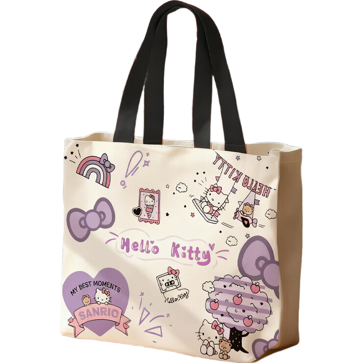 kitty帆布包大容量春夏新款卡通帆布包可爱通勤包小众百搭手提包 KT【紫色-无挂件】