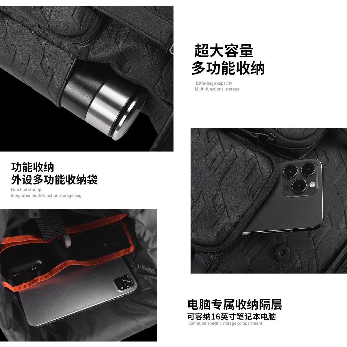 ONRF双肩包男商务休闲旅行包短途出差多功能大容量电脑背包包学生书包 F1058