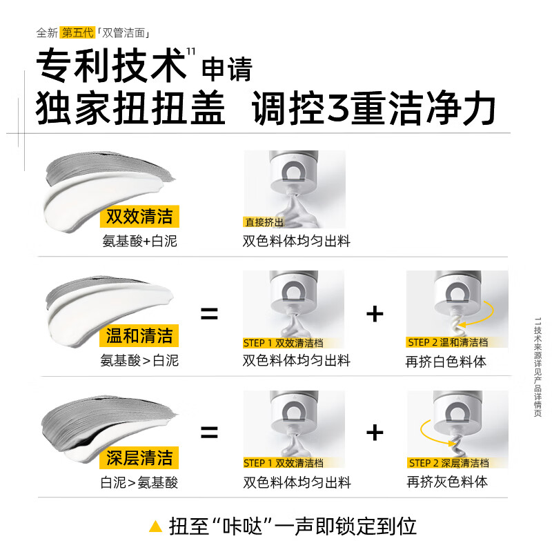 C咖清洁双管洗面奶控油洁面乳去黑头卸妆卸防晒男女送礼 【TOP1王牌洁面】清净洁面80g