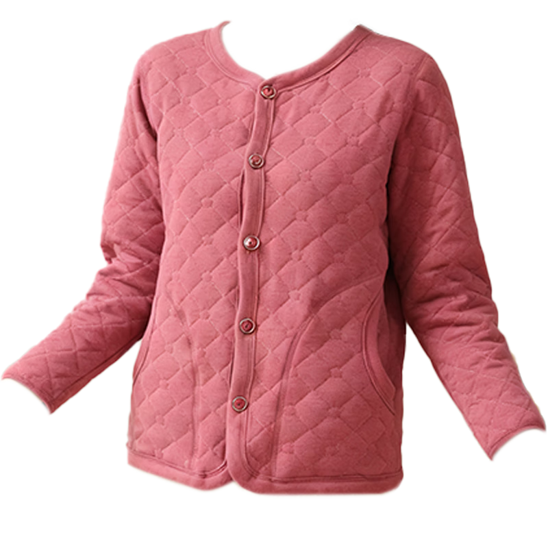 古今（GUJIN）女士保暖上衣夹棉加厚内搭加绒外套开衫秋冬防寒中老年100绵羊毛 紫色-100%羊毛 （蓄热保暖） XL 【推荐45-55kg】