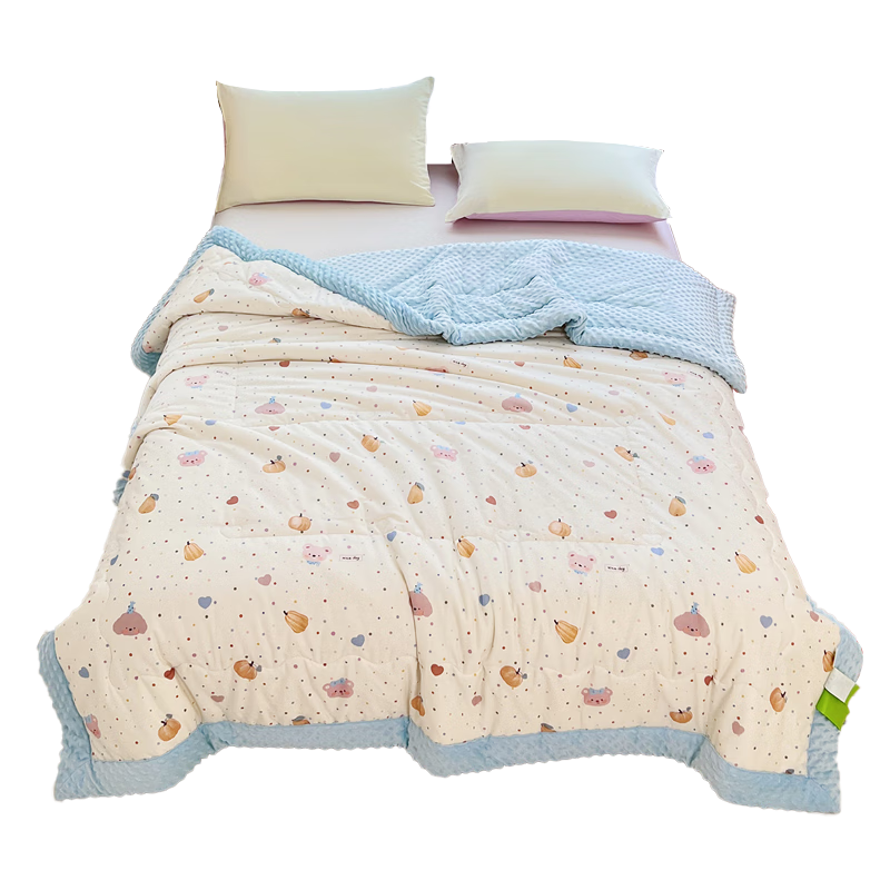 罗蒙（ROMON）全棉豆豆绒大豆纤维被子保暖春秋冬加厚被芯 南瓜小熊 1.5*2m 6斤