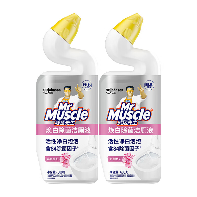 威猛先生（Mr Muscle）威猛先生厕所马桶洁厕剂焕白除菌含84精华官方正品洁厕灵洁厕液 恋恋桃花*2瓶 600g