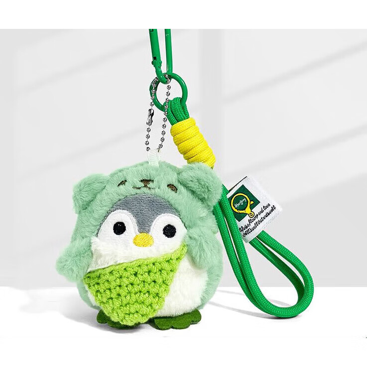 迪士尼(Disney)可爱毛绒小企鹅玩偶背书包包羽毛球挂件公仔挂饰情侣钥匙扣感 【材质升级/更柔和】玩偶绿企鹅+羽毛球+挂绳 无规格