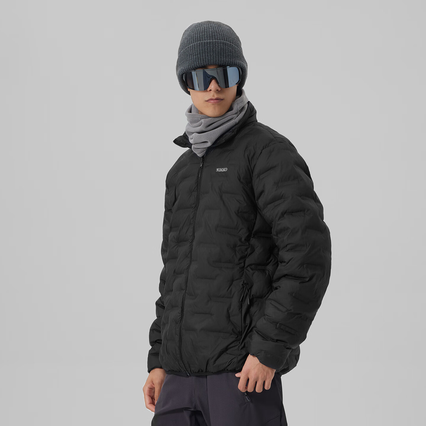 日高(NIKKO)户外运动棉衣外套男 防泼水棉服秋冬季防风立领棉袄 黑色 L