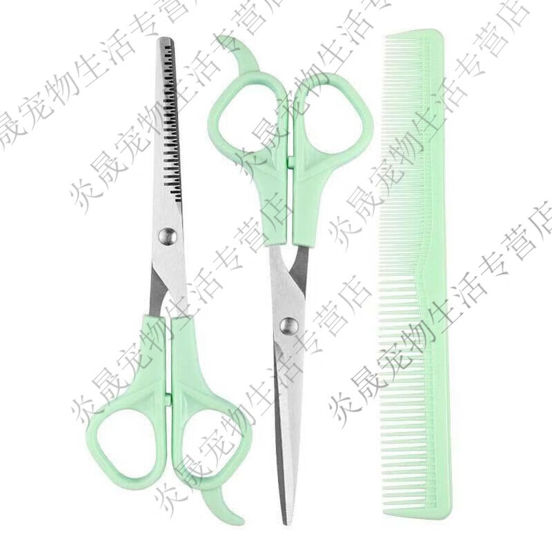 何佳功宠物猫剪刀狗狗美容剪泰迪狗狗剪毛修毛工具直剪牙剪套装家用 牙剪+直剪+排梳+收纳包