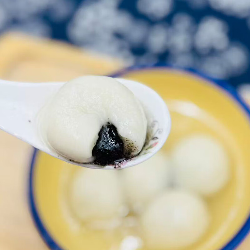 【浙一刻】正宗宁波黑芝麻猪油汤圆猪肉无馅小圆子水煮元宵大汤团 猪肉咸汤圆500gx2