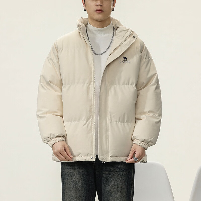 骆驼（CAMEL）羽绒棉户外棉冬季2025新款男女加厚立领棉服外套保暖休闲面包服 米白色【棉服】男女同款 L