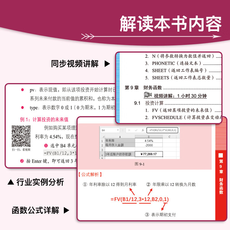 Excel函数与公式速查宝典教程（视频案例+彩色印刷）wps办公软件自学教程办公应用谁说菜鸟不会数据分析excel ppt word财务管理office