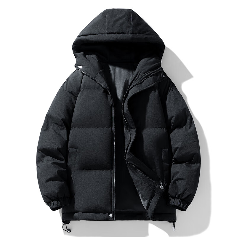 德尔.默克（Delmerk）立领潮流羽绒棉服男女款2025新款棉衣加厚保暖棉袄休闲面包服外套 KSJ-1277黑色 L