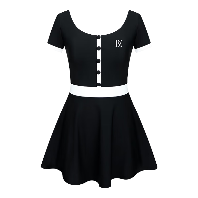 范德安（BALNEAIRE）小黑裙系列連體泳衣女士小香風(fēng)成人高級(jí)感遮肉溫泉沙灘度假絕美 摩登黑白【贈(zèng)洗護(hù)套裝】 M 【155-165cm/50-58kg】