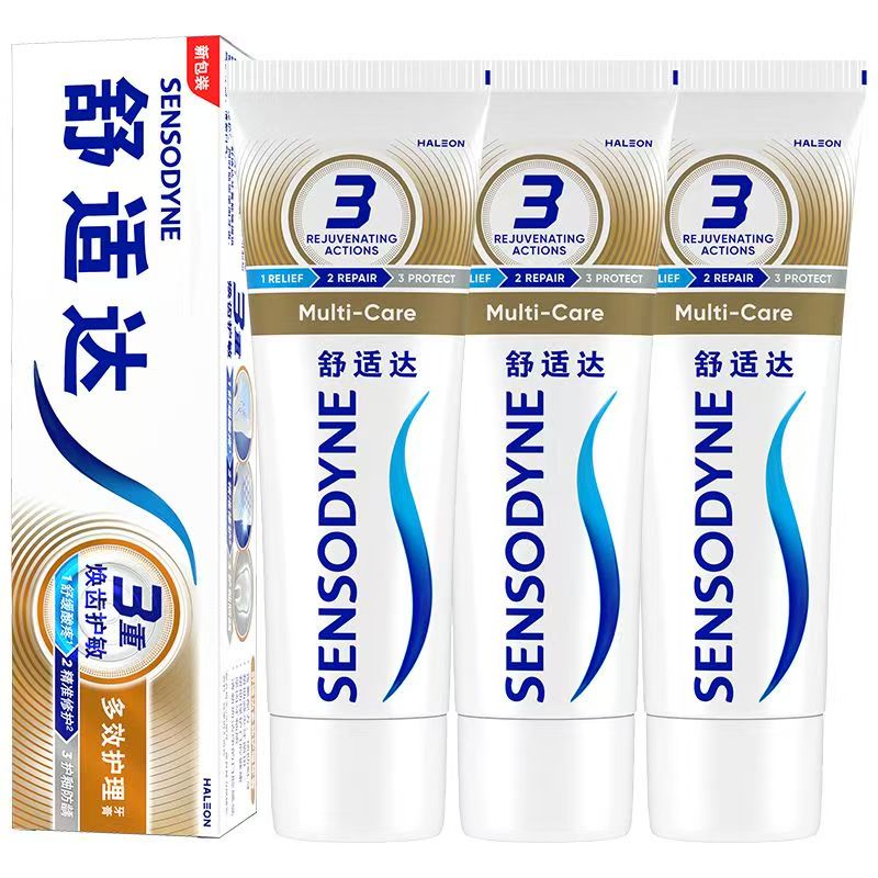 舒适达牙膏抗敏感多效护理牙龈劲速护理专业修复牙膏含氟配方正品 120克四支装多效护理