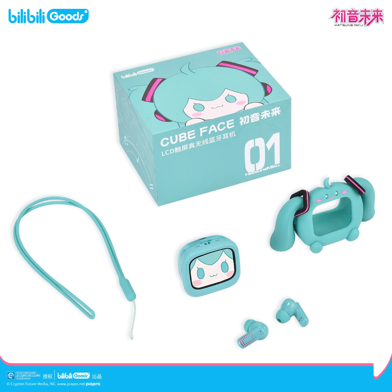 bilibiliGoods哔哩哔哩新品CUBE FACE小电视LCD触屏真无线蓝牙耳机降噪礼物初音未来 【初音未来联名款】小电视 耳机