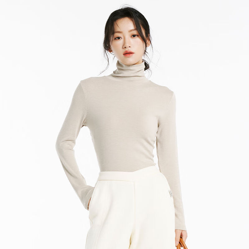 2025秋冬上新李佳琦直播间时尚节秋冬打底衫女可外穿修身显瘦 燕麦色高领 2XL 2XL130-145斤