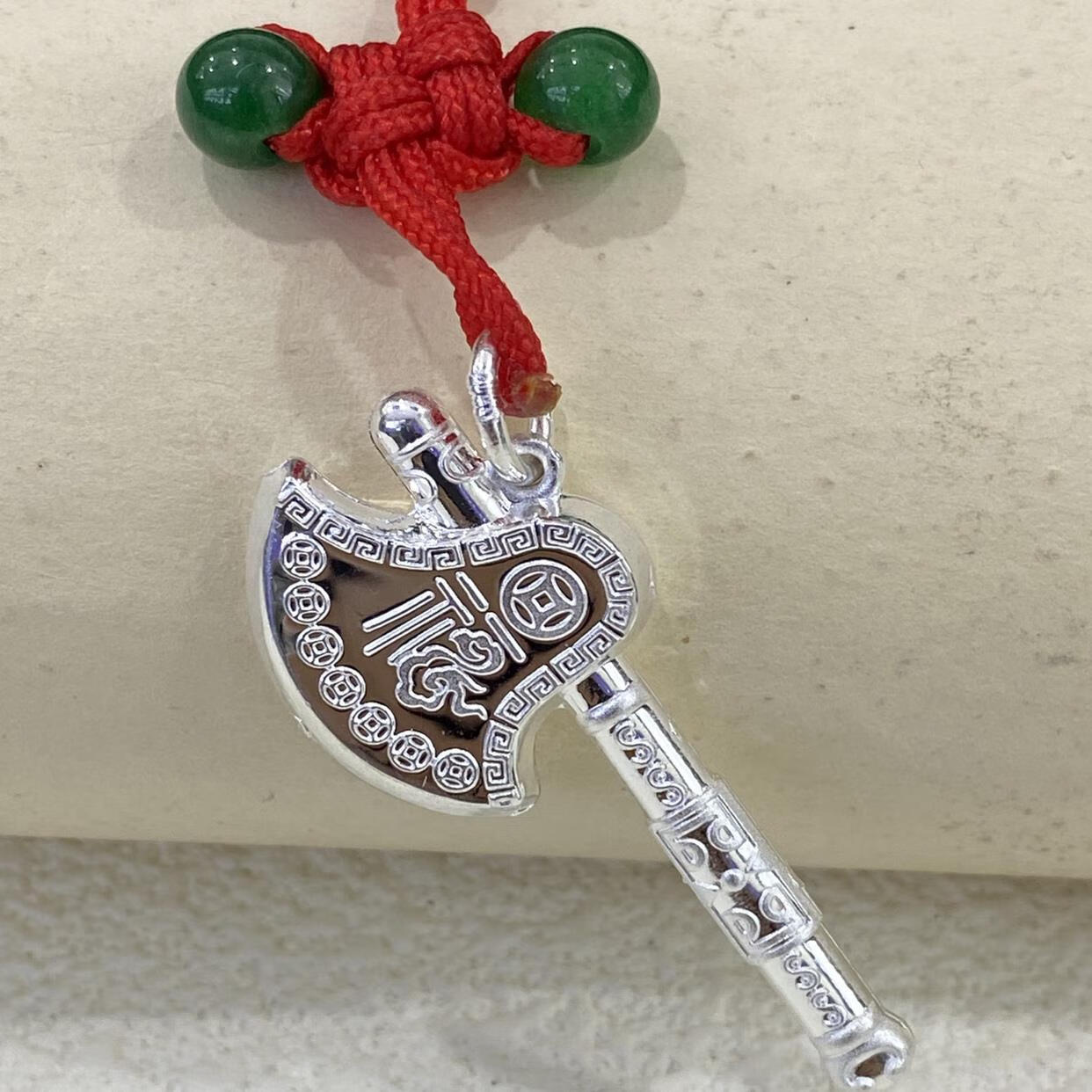 lrp天乙珠宝足银999代代百福银斧头吊坠银斧子纯银挂坠纯银佛头三通