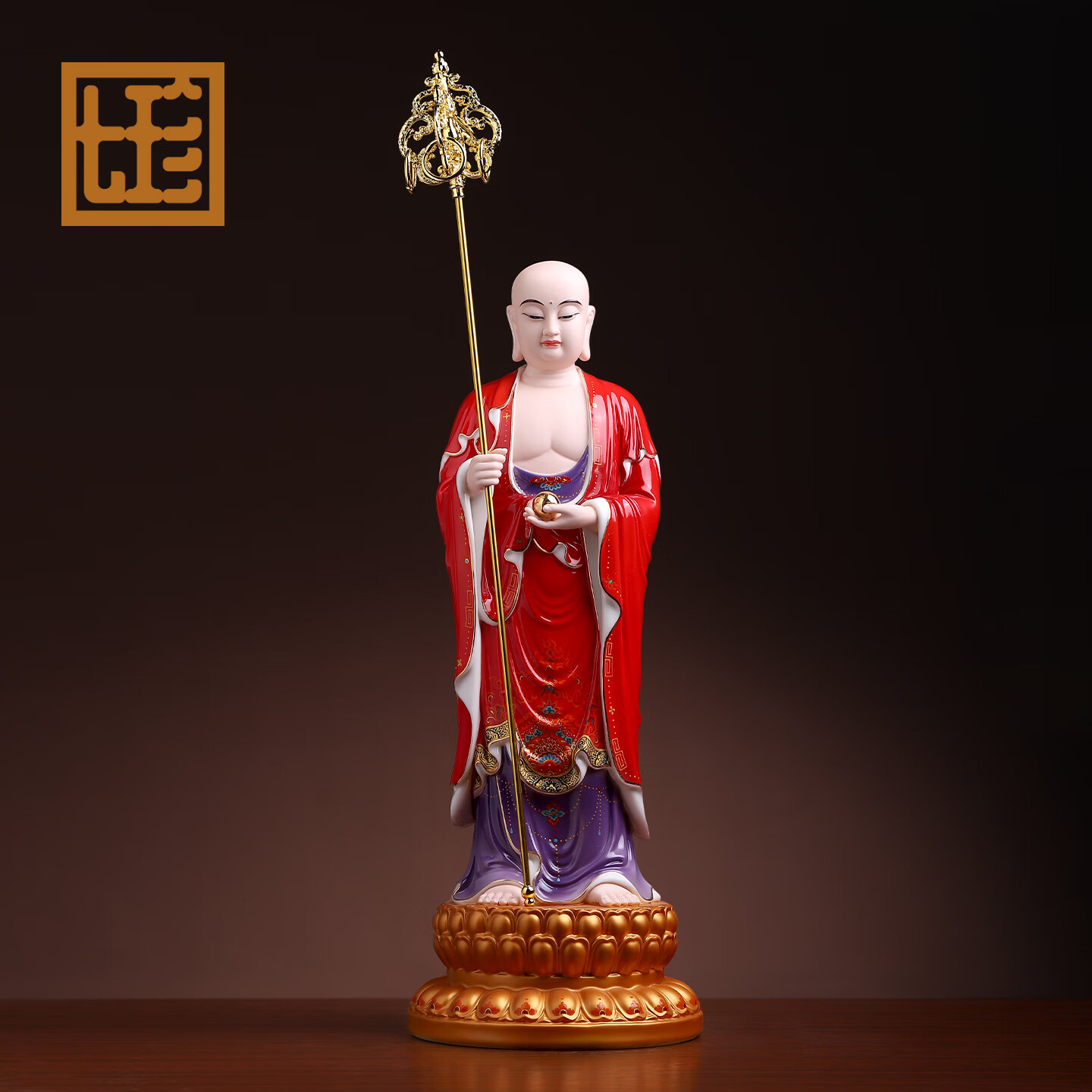 a02-122b 18英寸地藏菩萨 精工红衣彩