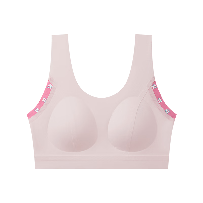 ELLE girl少女内衣25年秋冬新款本命年大红背心一片式无痕女款文胸两件装 2件装｜雾桃白+晚樱粉 L 参考体重：80-100斤