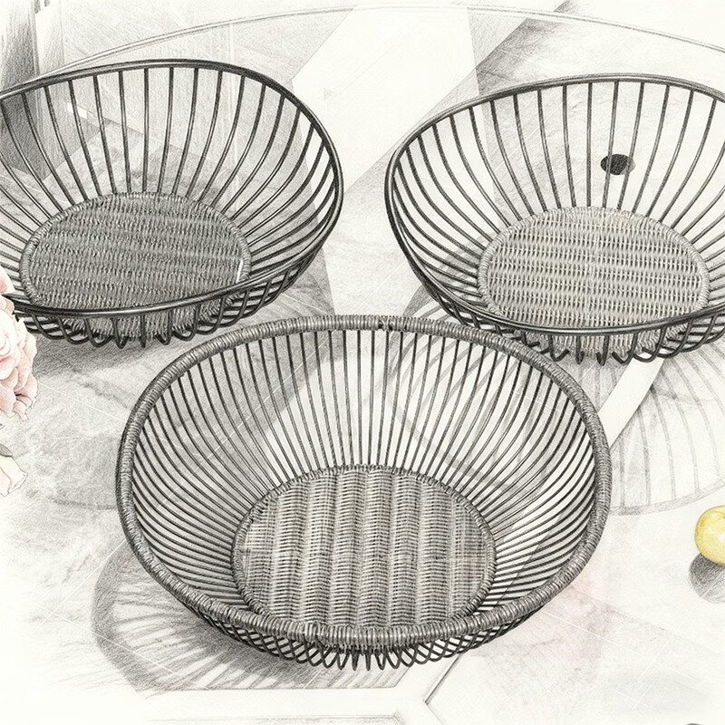 尔思家果盘客厅家用高档手工编织篮零食盘干果盘甜品台展示架馒头收纳筐 棕色简约款-大号