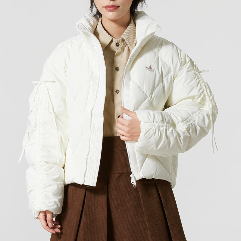 三叶草（Adidas）立领羽绒服女 时尚简约防风宽松保暖舒适运动休闲外套 L