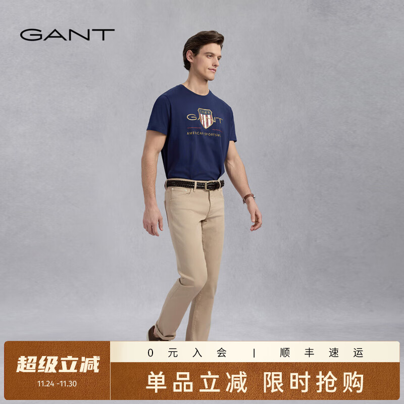 GANT【亚洲版型】GANT甘特春季男士修身五袋裤棉混纺微弹休闲牛仔长裤 277卡其色 35