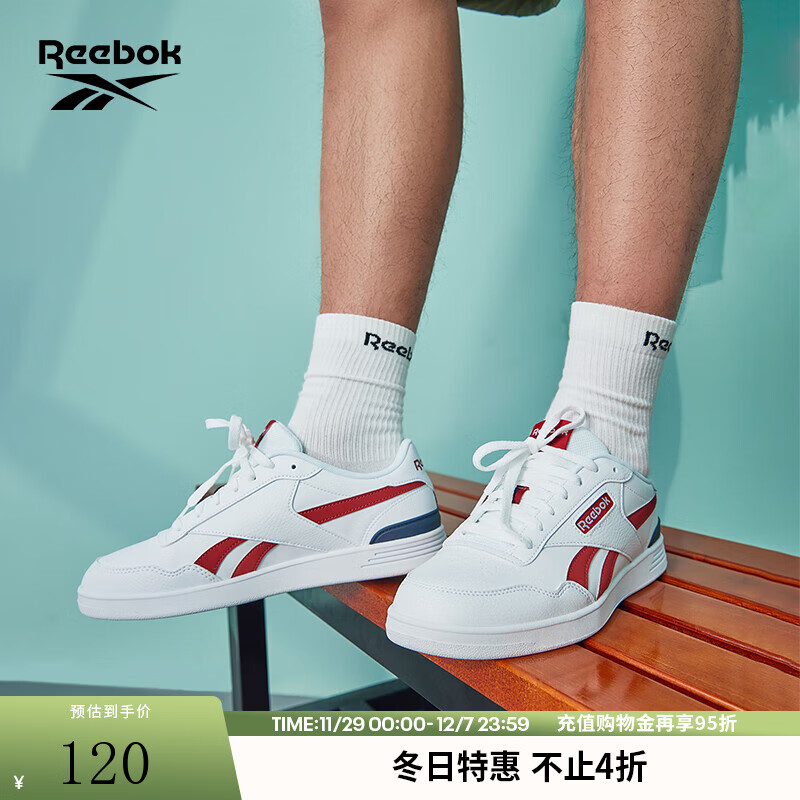 Reebok锐步官方男女鞋COURT ADVANCE时尚休闲复古板鞋 GZ9631 白/红/藏蓝 42 (27cm),US: 9
