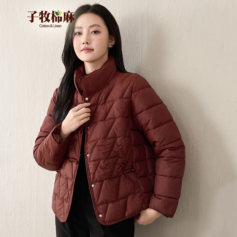 子牧棉麻2025冬装 女韩版棉服时尚中式国风棉衣外套保暖长袖棉袄