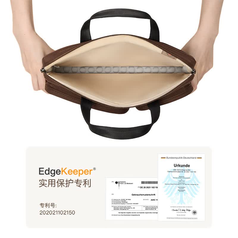 inateck笔记本电脑包手提14寸适用于华为联想华硕2025新款苹果MacBook 棕色【手提款】 13英寸(适配13-14寸电脑)