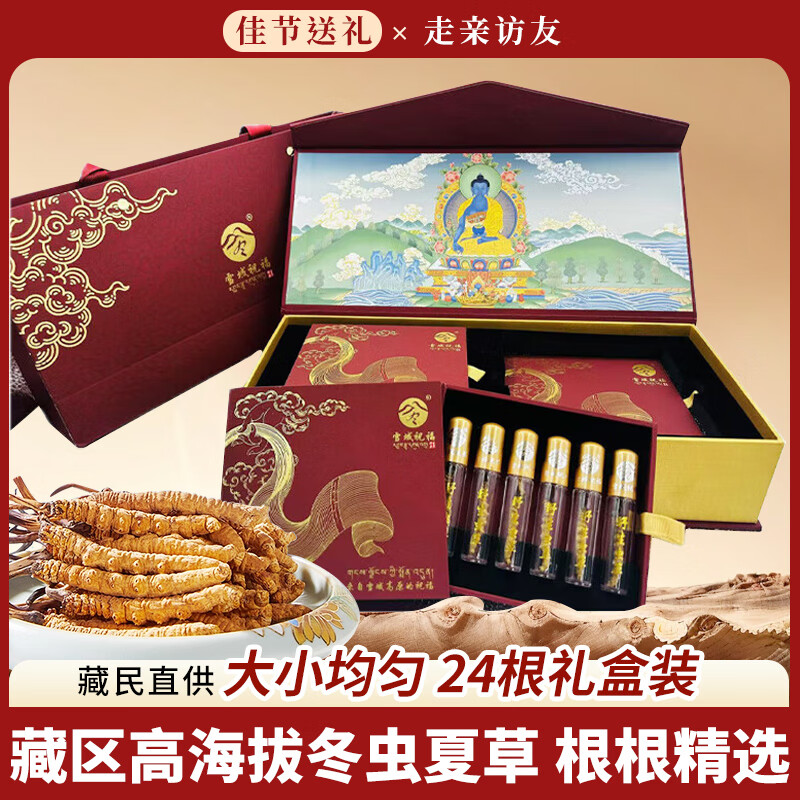 雪域祝福高海拔 冬虫夏草 实惠装老人营养品送礼家庭滋补品中秋礼盒送礼 24根*1盒 4根1克 京东折扣/优惠券