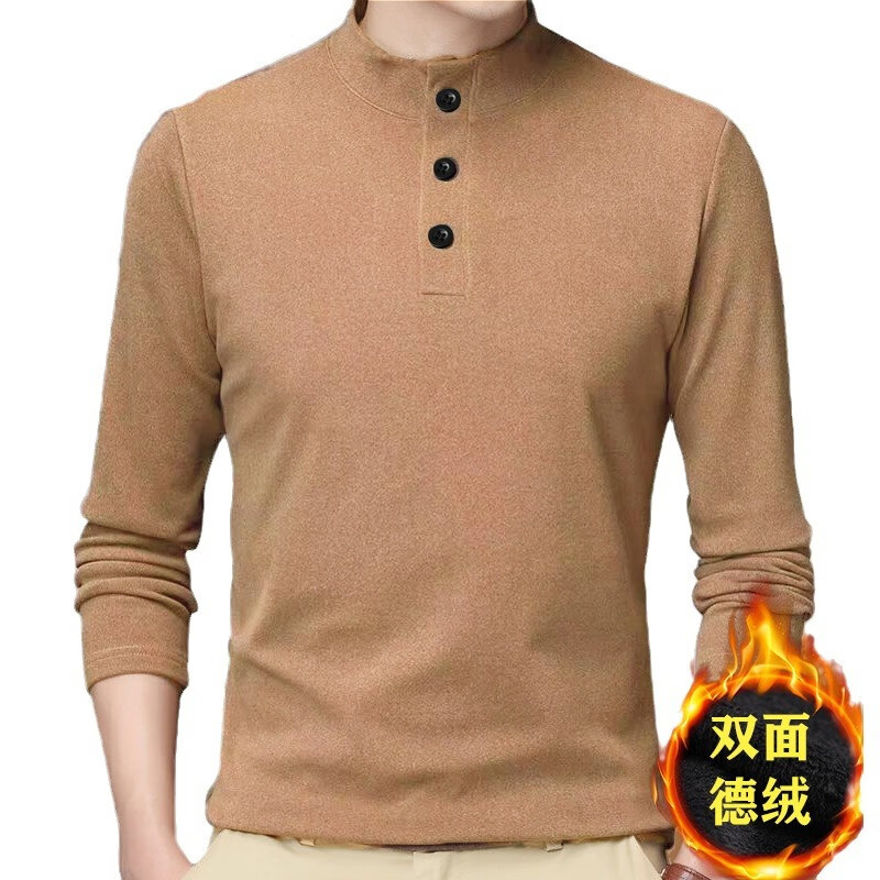 楠飞华裳半高领加绒加厚打底衫男士保暖内衣上衣秋2025冬季中青年休闲 深灰 4XL 建议175-190斤可穿