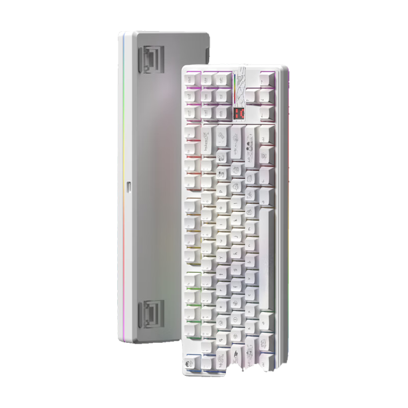 狼蛛（AULA）F87ProV2客制化無(wú)線機(jī)械鍵盤電競(jìng)游戲?qū)Ｓ? 藍(lán)牙/2.4G/有線三模連接全鍵熱插拔gasket結(jié)構(gòu)辦公鍵盤 F87ProV2大宗師版【海穹軸】青春主題熱升華