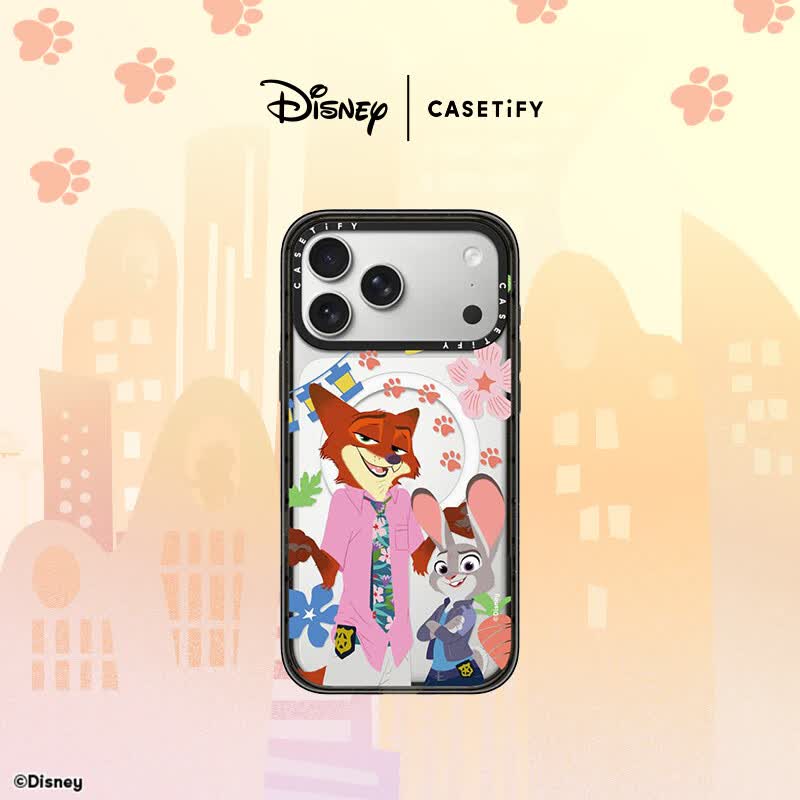 CASETIFY 迪士尼 疯狂动物城2 x CASETiFY 联名系列 尼克&amp;朱迪 适用于苹果iPhone17/16 Pro/Max苹果手机壳 透明黑框Magsafe iPhone 17 Pro Max