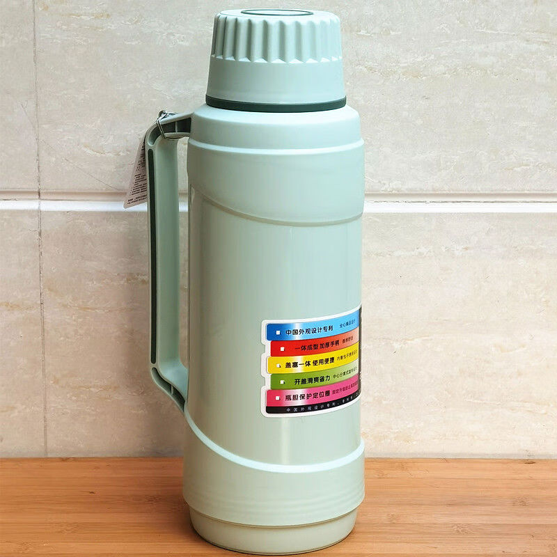 清水熱水瓶家用老式茶瓶大容量保溫壺2升8磅玻璃膽暖瓶學(xué)生輕便 1121豆綠-2升